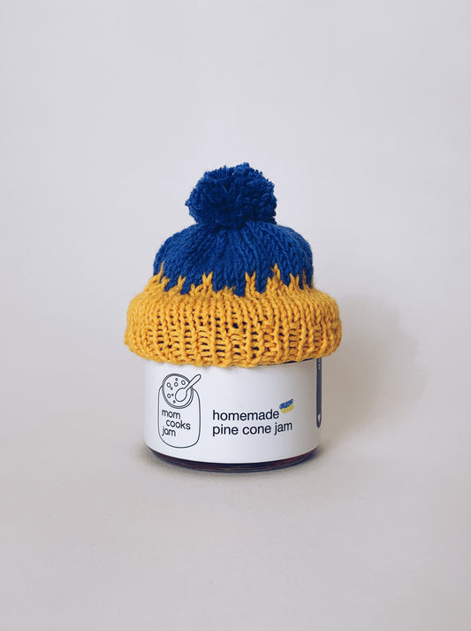 Gift Pine cone jam jar with Ukraine hat made in Ukraine