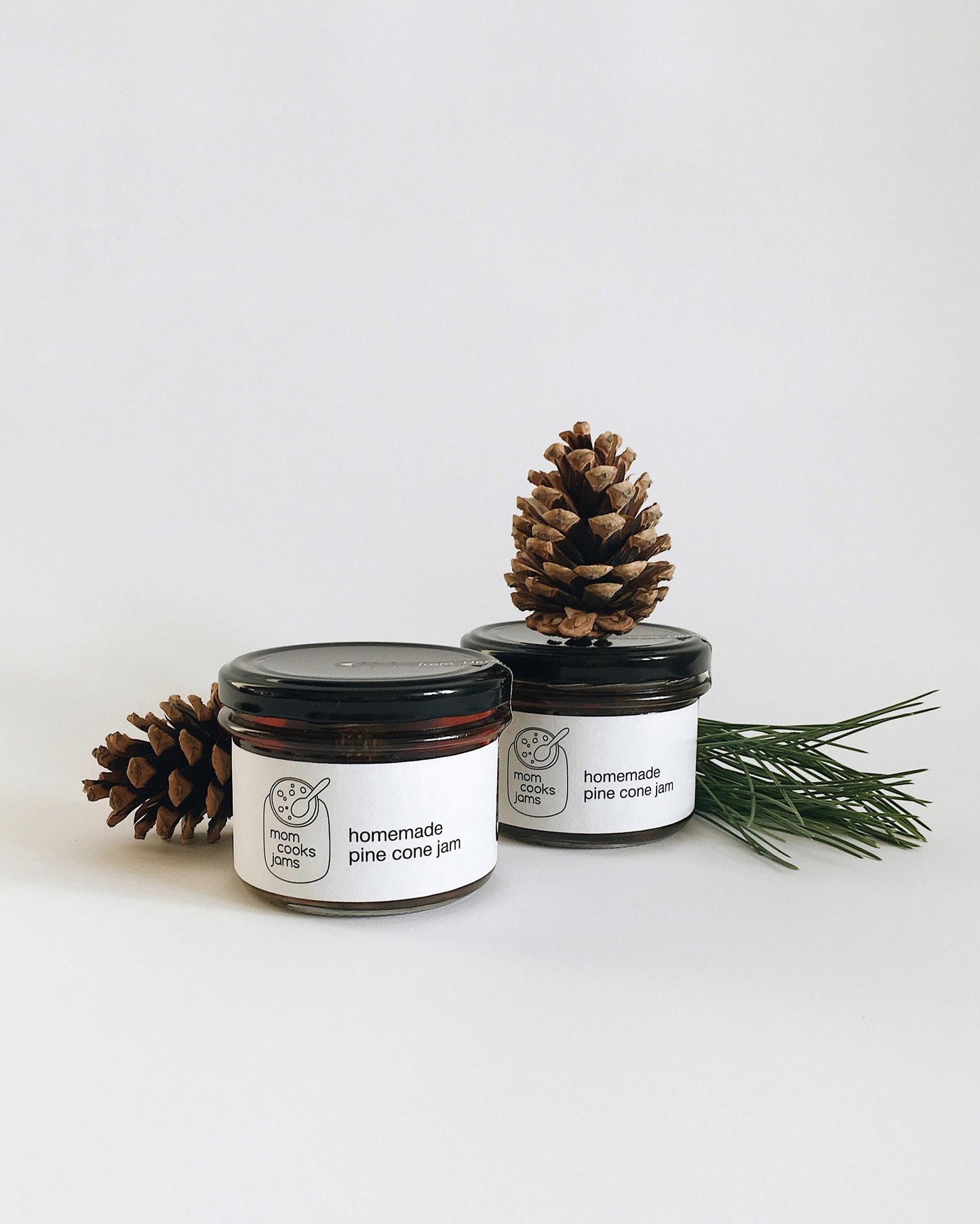 Pine cone jam jar with orange hat made in Ukraine